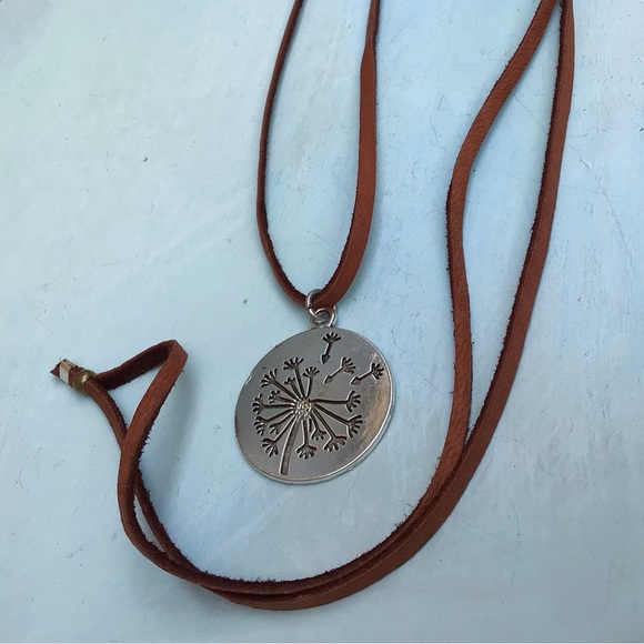 Dandelion Leather Cord Sundance Charm Necklace Sale - Picture 3 of 8